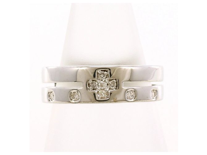 Autre Marque Anello a fascia in oro bianco 14K con diamante D'oro