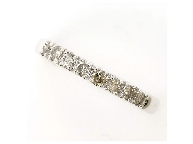 Autre Marque Aliança de ouro branco 10K e diamantes Dourado