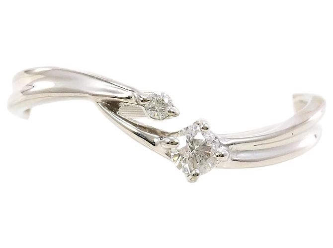 Autre Marque Anel de aliança em ouro branco 14K e diamantes Dourado