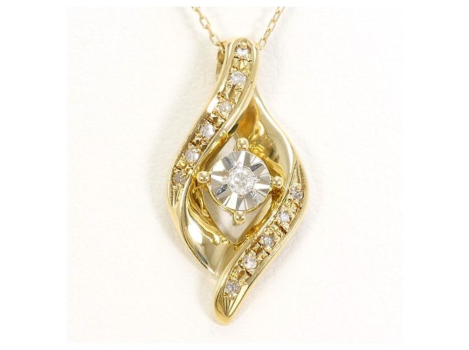 Autre Marque Collar de oro amarillo de 10K con diamante Dorado