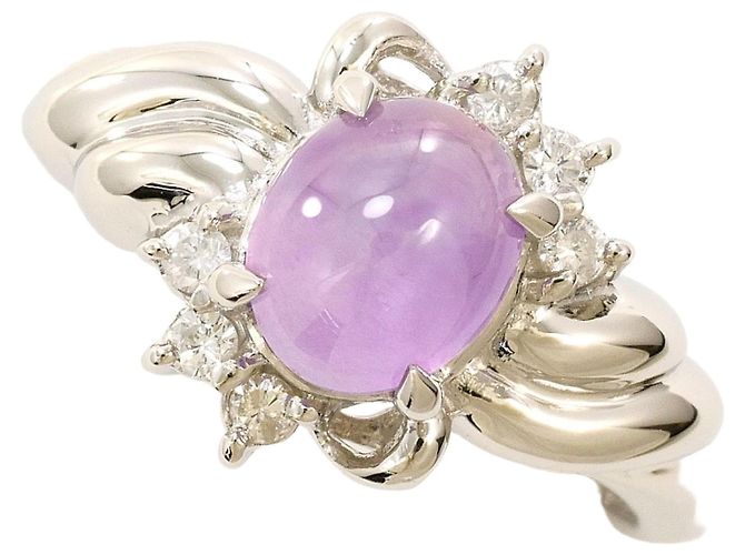 Autre Marque Platinring mit Sternsaphir und Diamanten