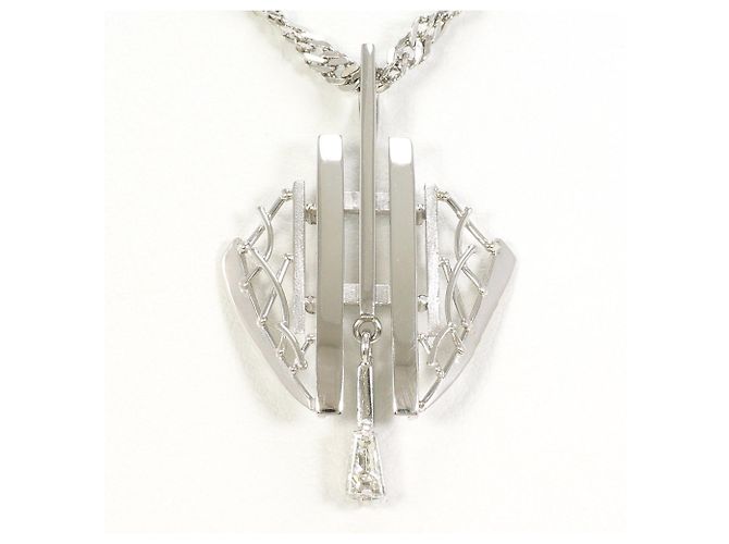 Autre Marque Platinhalskette mit Diamantanhänger