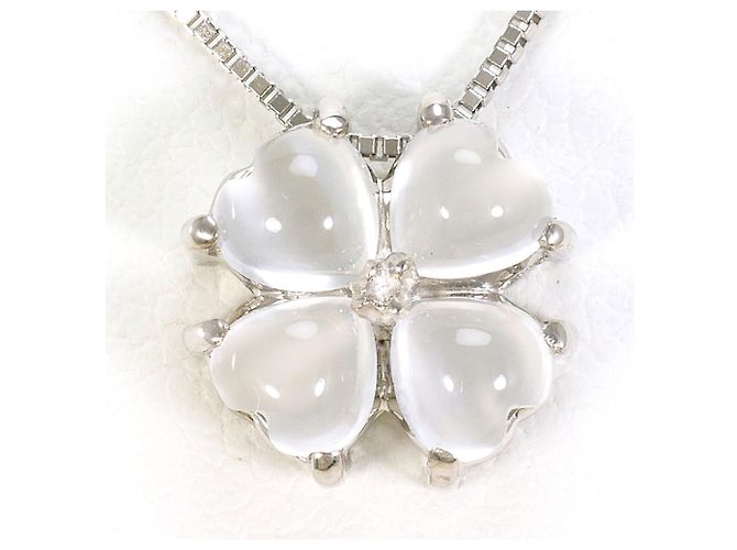 Autre Marque Colar de ouro branco 14K com pedra da lua Dourado