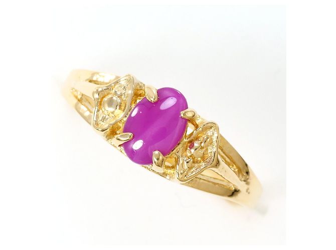 Autre Marque 10K Gelbgold-Ring mit synthetischem Stern-Rubin Golden