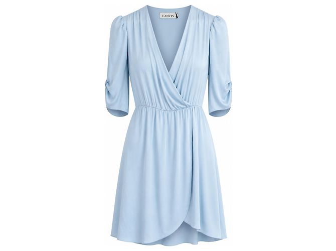 Lanvin Seidenkleid hellblau drapiert