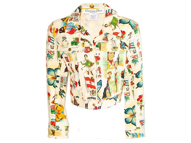 Chaqueta de algodón Christian Dior estampado de postales y mariposas