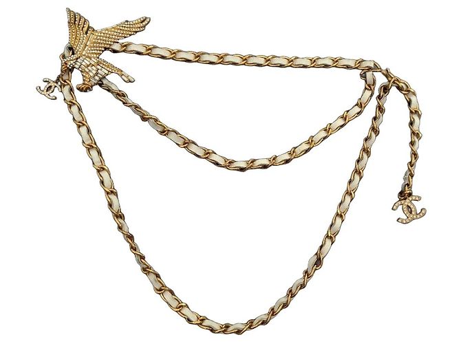 Chanel Crystal Eagle Chain Belt with CC Logo White Gold hardware