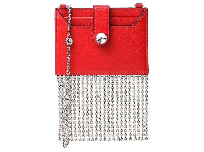 Miu Miu Cartera roja con flecos de cristales
