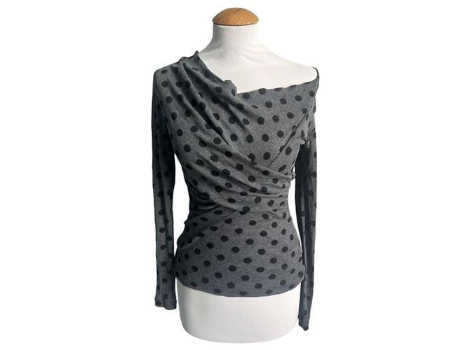 Top transpassado de bolinhas Moschino Preto Cinza