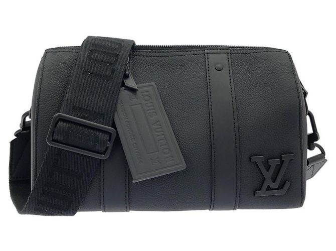 Keepall Borsa a tracolla in pelle di vitello Louis Vuitton Nero