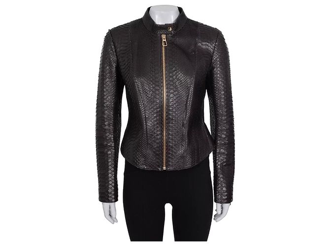 Kurze Alberta Ferretti Lammfelllederjacke NWOT IT44/S