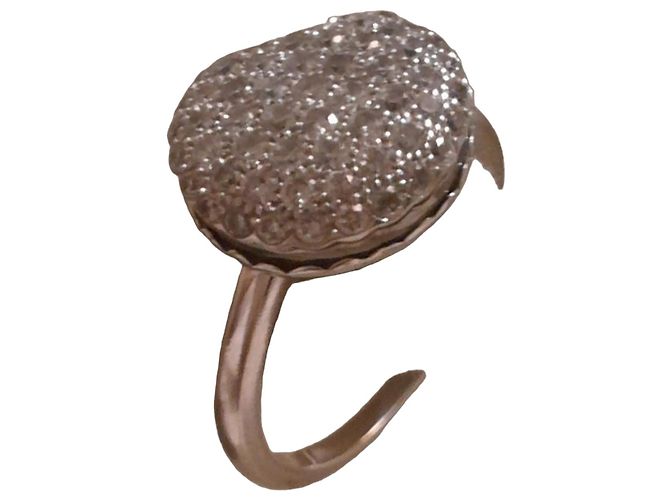 Boucheron Anillo Macaron Pavé Diamantes Oro Blanco Plata