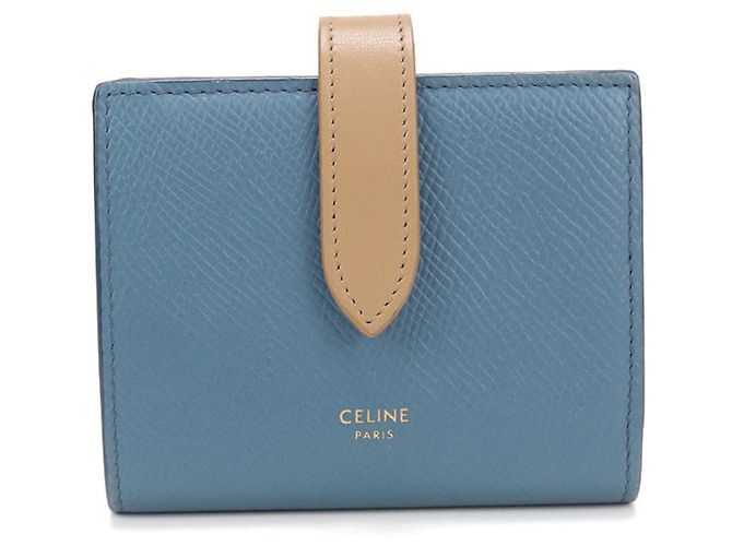 Céline Celine Bi-fold Wallet - Blue Leather