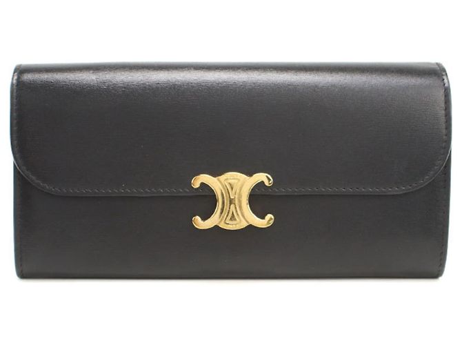 Céline Celine Long Bi-fold Wallet Black