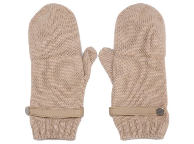 Hermès Hermes Baltimore Sellier Button Kaschmirhandschuhe Beige 