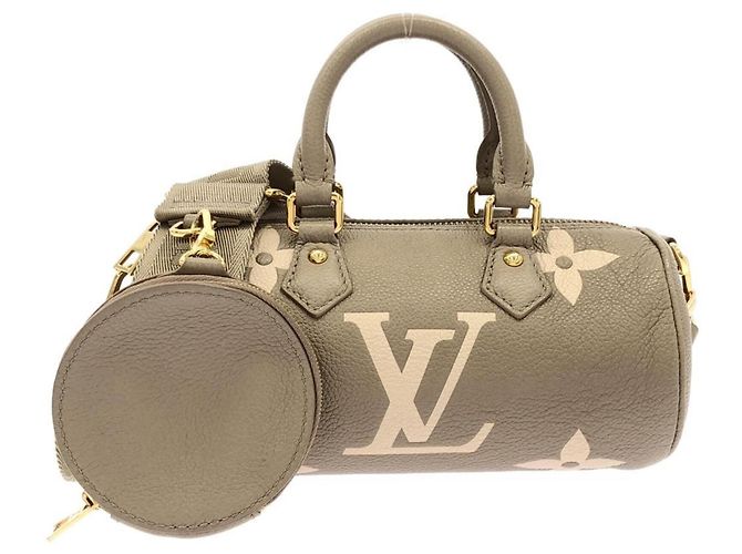 Borsa a Spalla Louis Vuitton Bicolor Monogram Empreinte Papillon BB Grigio Crudo