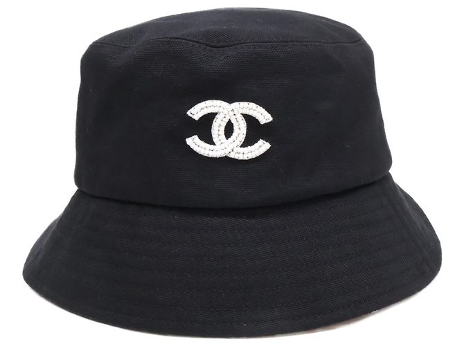 Chanel Bucket Hat aus schwarzer Baumwolle