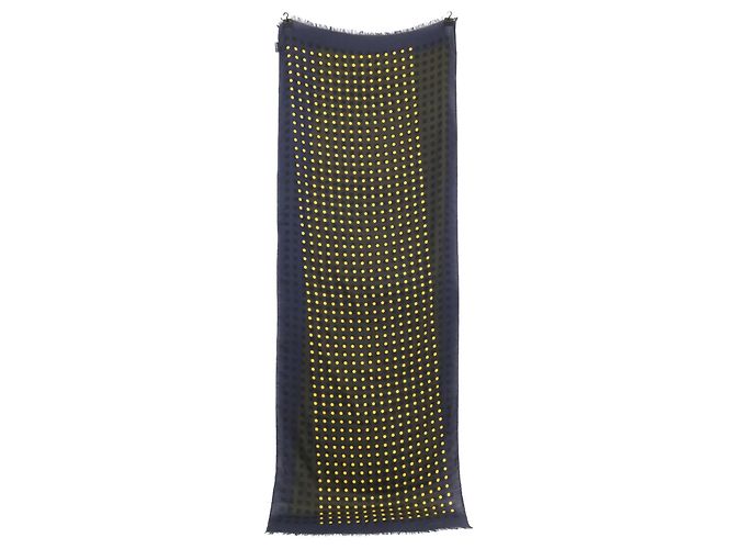Echarpe de cashmere e seda com estampa de bolinhas Hermès Caqui Amarelo