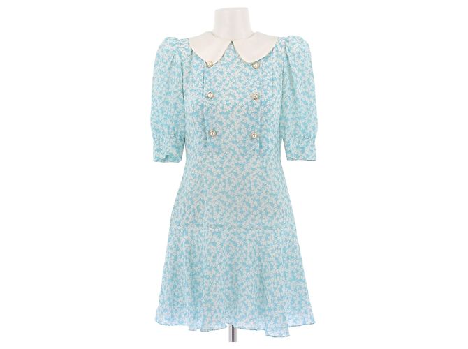 Vestido estampado de seda azul Alessandra Rich