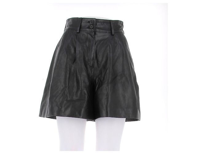 Dolce & Gabbana Leder Shorts Schwarz