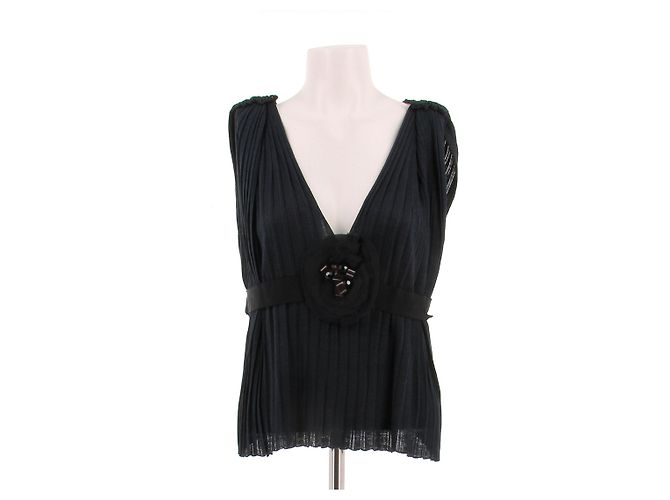 Top in seta Lanvin blu navy