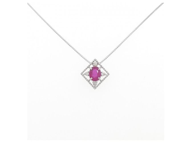 Autre Marque Collar de oro blanco Au750, rubí y diamantes Plata