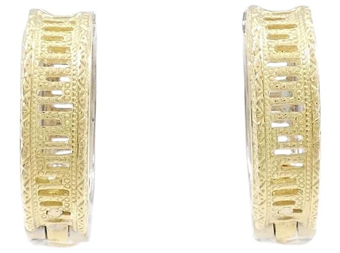 Autre Marque Pendientes bitono en Au750 Dorado