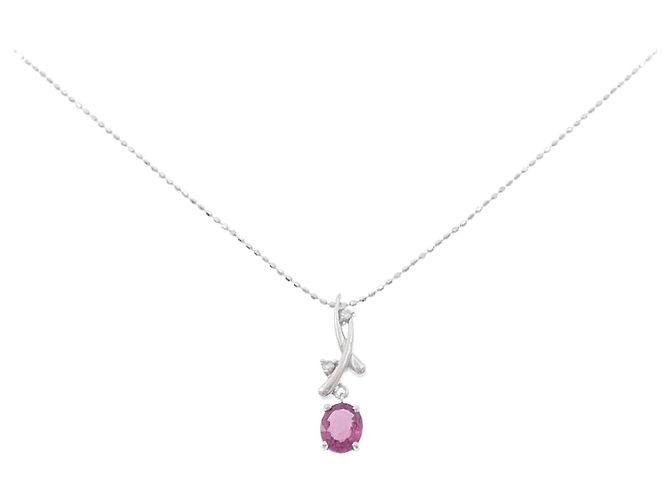 Autre Marque Collar de oro blanco Au750, rubí y diamante Roja
