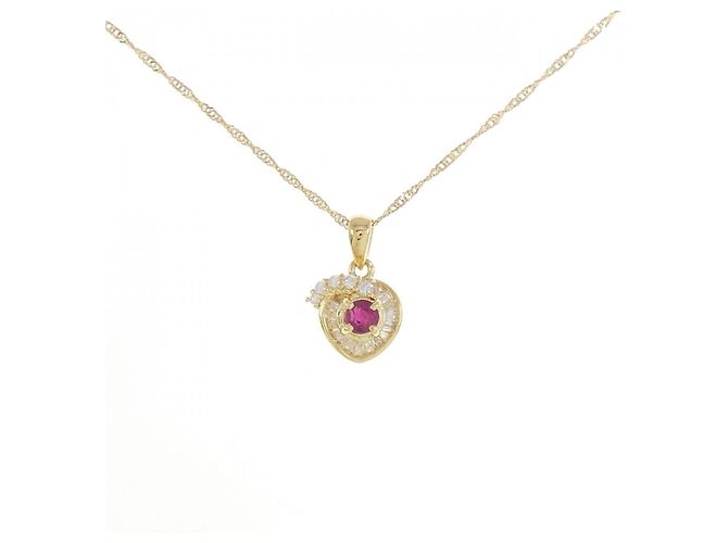 Autre Marque Collana con rubino e diamanti Au750 D'oro