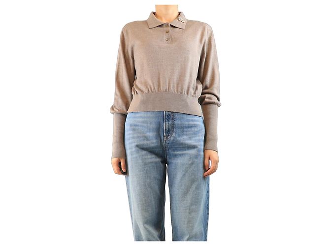 Simone Rocha Braunes Polo-Strickoberteil - Größe L