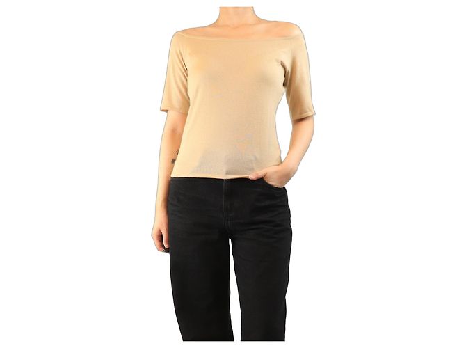 Ralph Lauren Neutrales Strickoberteil mit Off-Shoulder-Ausschnitt - Größe L