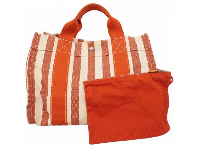 Hermès Sac cabas Hermes Cannes PM Blanc Rouge