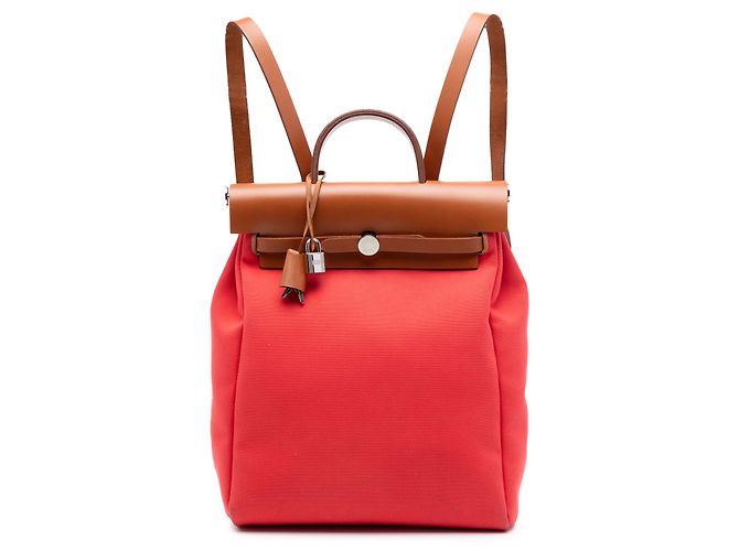 Hermès Rucksack Red Toile Herbag A Dos Zip Retourne Rot