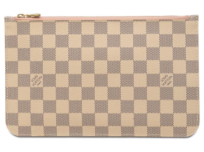 Louis Vuitton White Damier Azur Neverfull MM Pouch