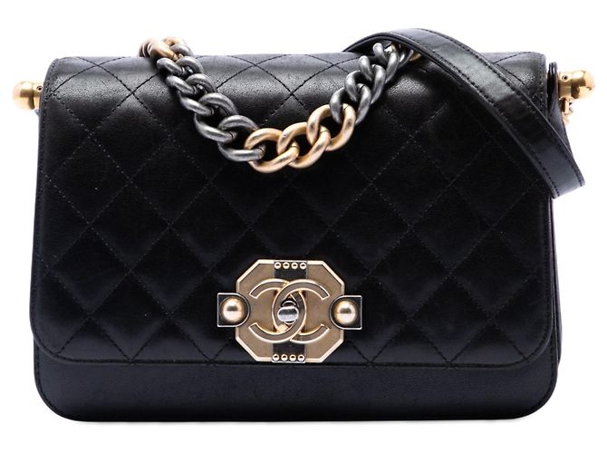 Chanel Black Paris Cosmopolite Medium Quilted Lambskin Ritz Flap Noir