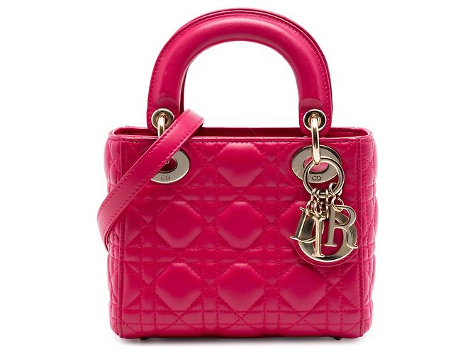 Lady Dior Mini en agneau cannage rose de Dior