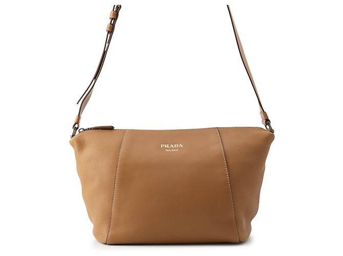 Bolsa de ombro em couro marrom Prada