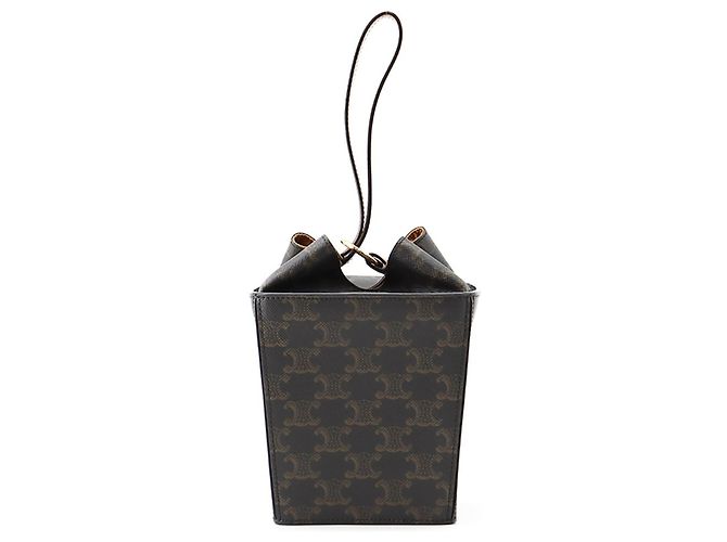 Céline Celine Triomphe Strap Box Leather Handtasche Kamel