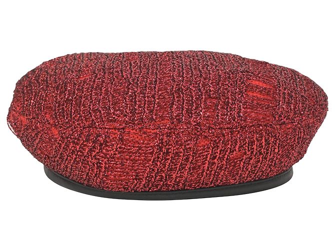 Eugenia Kim Solid Beret aus rotem Tweed Bordeaux