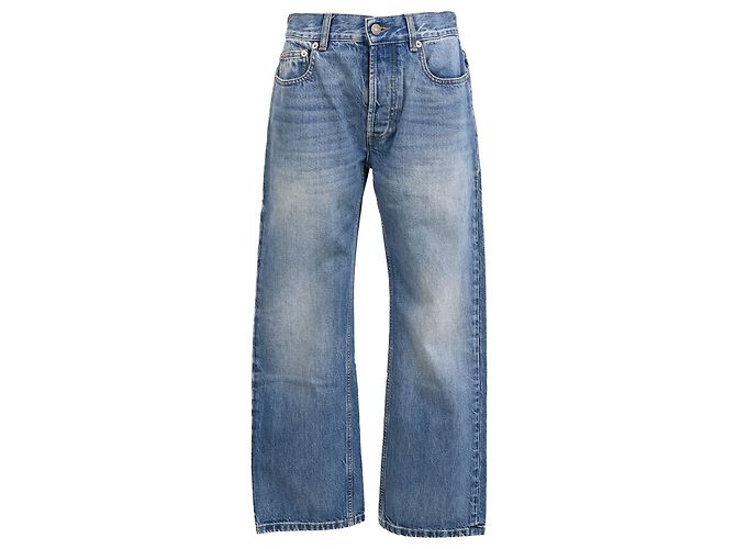 Jeans de perna reta de cintura alta Gucci em algodão azul
