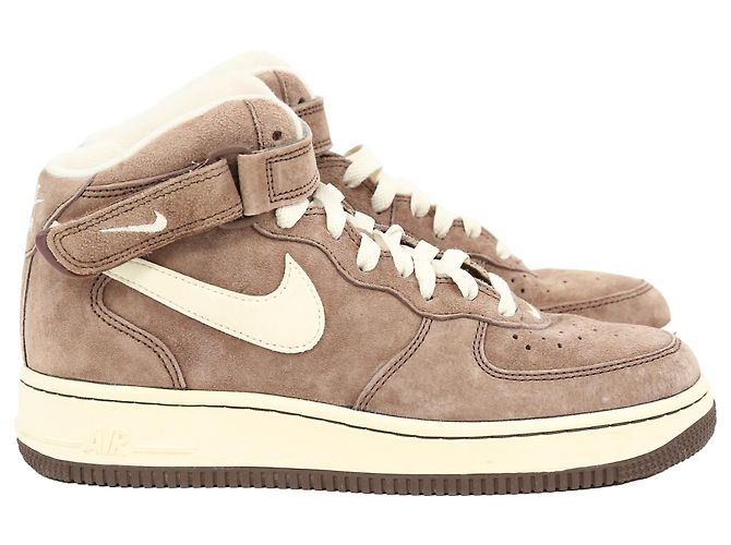 Nike Air Force 1 Mid Chocolate Sneakers in Brown Suede Red