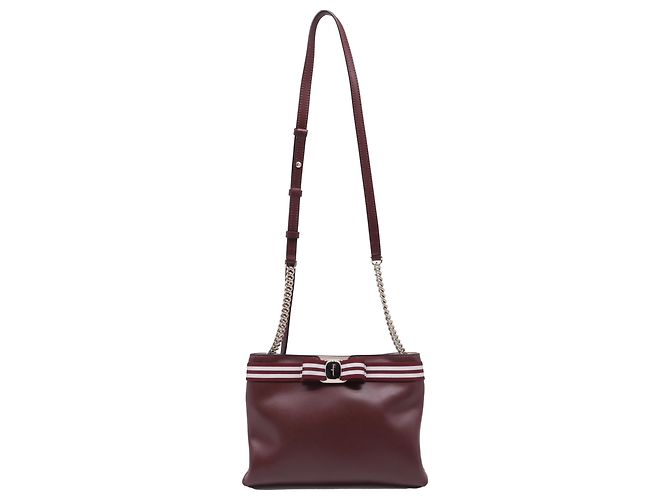Salvatore Ferragamo Borsa a tracolla Ferragamo Vara Bow in pelle rossa Rosso Bordò