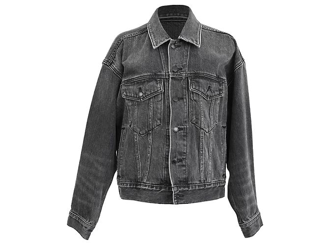 Giacca di jeans Alexander Wang con patch logo in cotone grigio