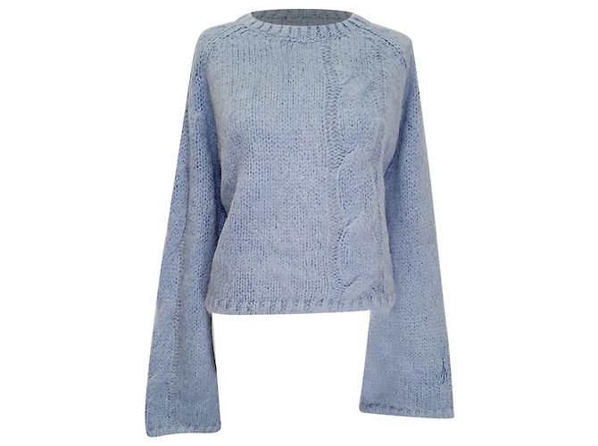 JW Anderson Cropped Cable Knit Pullover aus Acryl in Hellblau