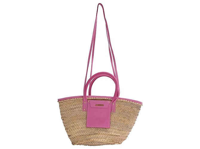 Sac cabas Le Panier Jacquemus en raphia rose