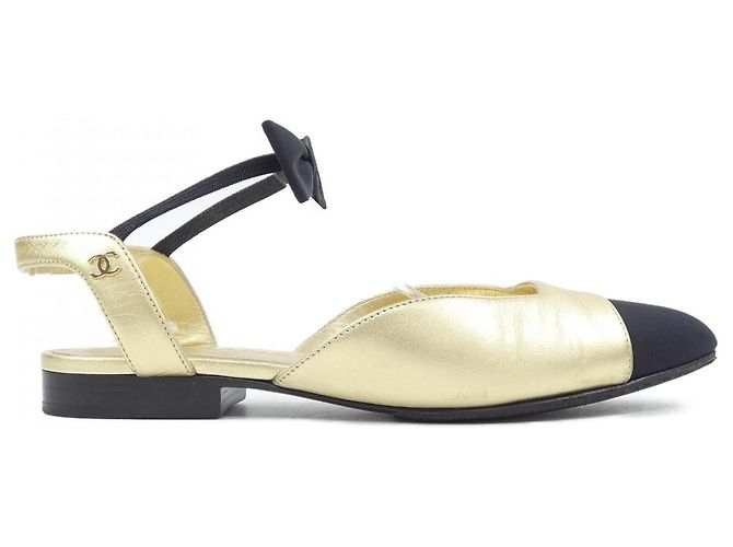 Chanel Leather Sneakers Black Golden