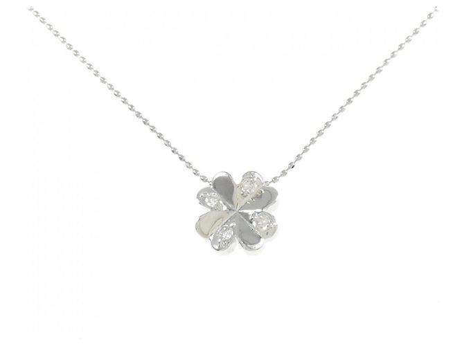 Autre Marque Clover Diamant-Halskette Pt900/Pt850 Silber