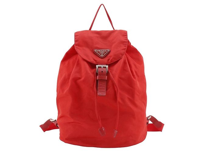 Prada Nylon 2way Rucksack Rot