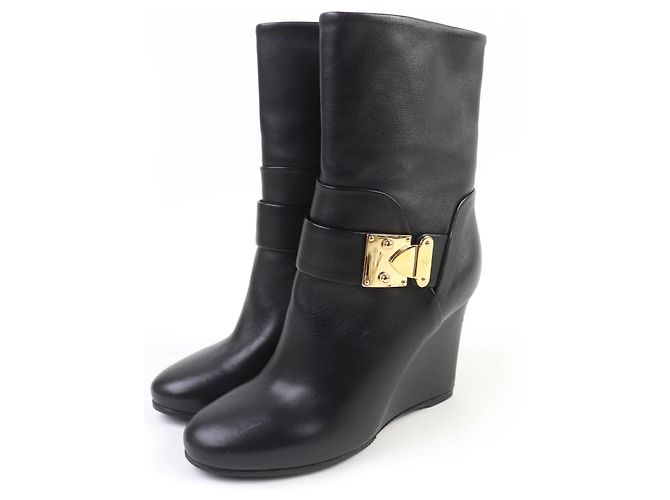 Botas curtas de couro Louis Vuitton Preto