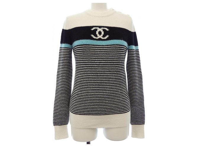 Top de punto Chanel Negro Blanco Azul